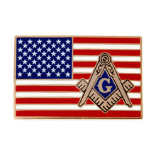 Load image into Gallery viewer, Freemason American Flag Enamel Pin
